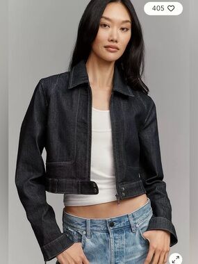 Pilcro Moto Denim Cropped Jacket -